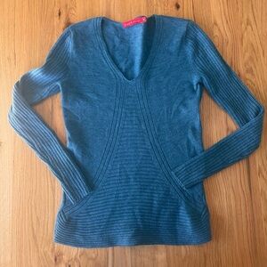 Krimson Klover 100% Wool Ribbed Textured Pullover Sweater Blue Size Size M